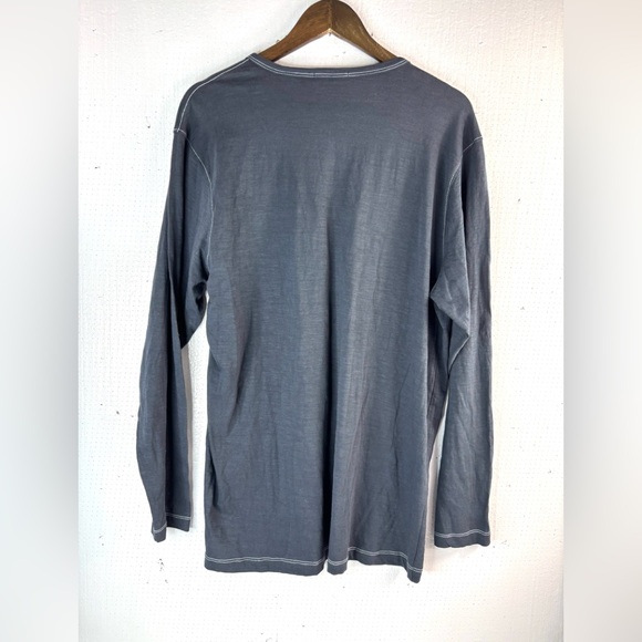 Michael Brandon XL Casual Cotton Charcoal Long Sleeve Henley Shirt - Picture 2 of 7